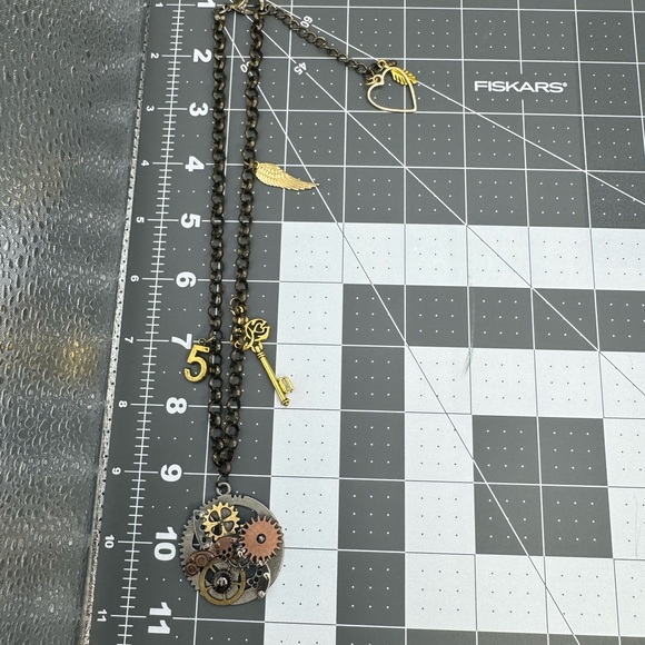 One of a kind Steampunk, Silver, Antique Bronze, Pendant necklace - Picture 14 of 16